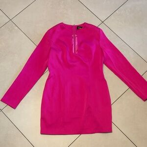 Fashion Nova Vibrant Pink Long Sleeve Dress